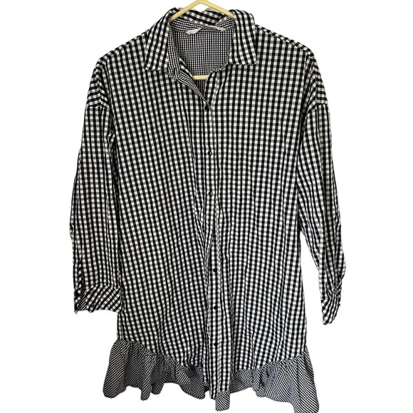 Zara Gingham Shirt Dress Small - Picture 1 of 4